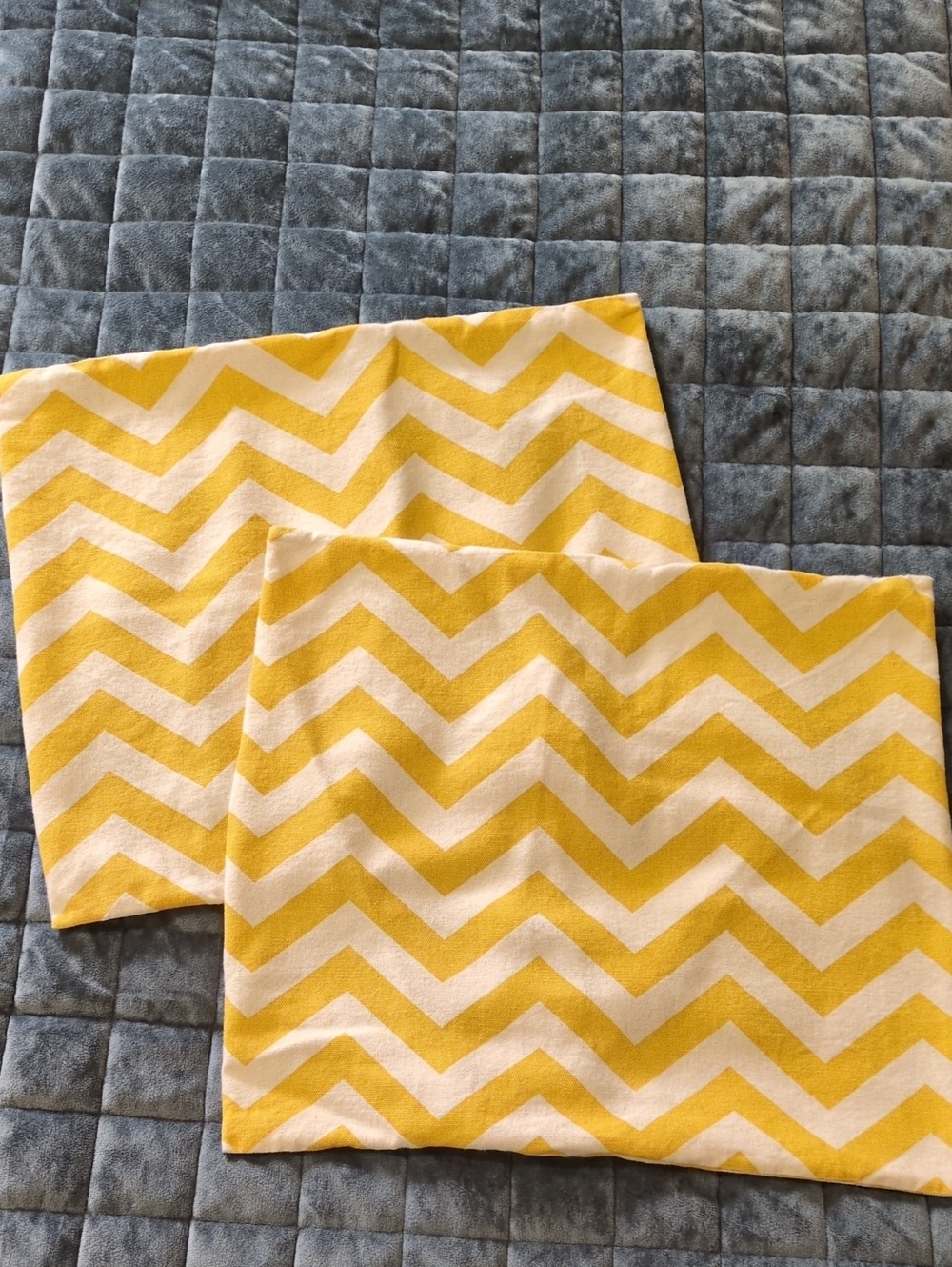 Handmade Yellow and White Chevron Pillow Covers - Set of 2